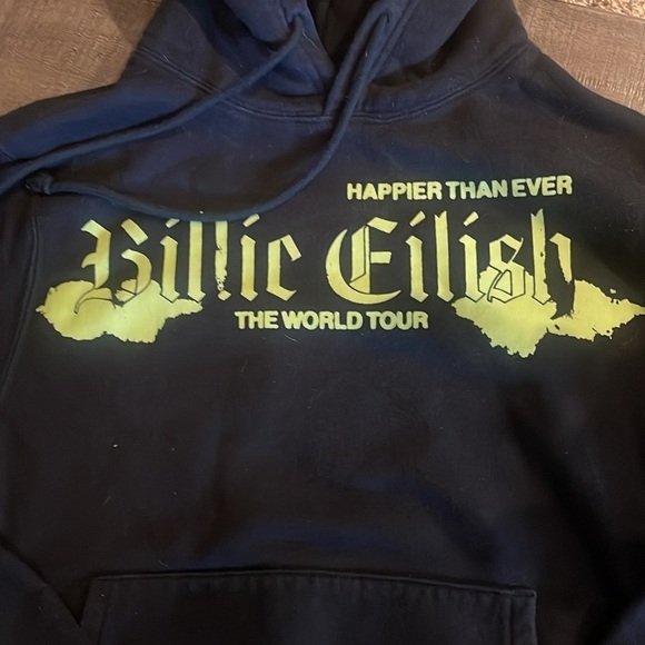 Billie Eilish Happier Than Ever Tour 2022 Hoodie Small. Front Pocket Sweatshirt. - Picture 3 of 6